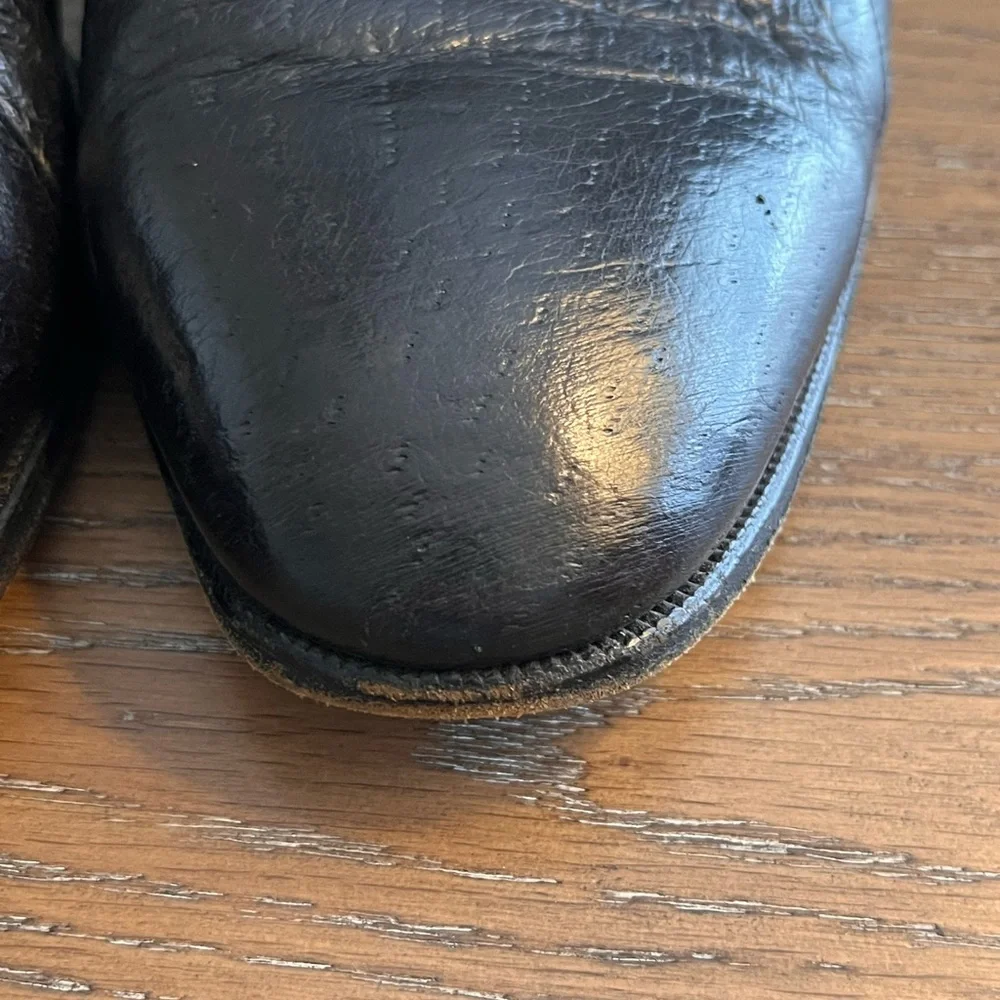 Moreschi Black Leather Slip-On Loafers with Gold Bit Size 10‎